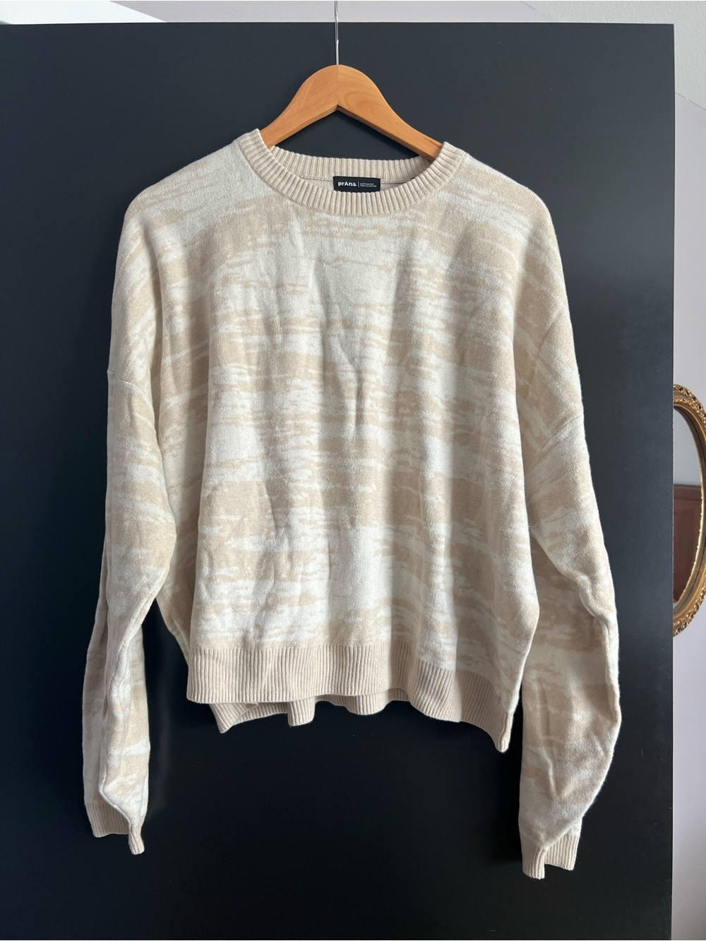 Prana Cream Marbled Crewneck Sweater